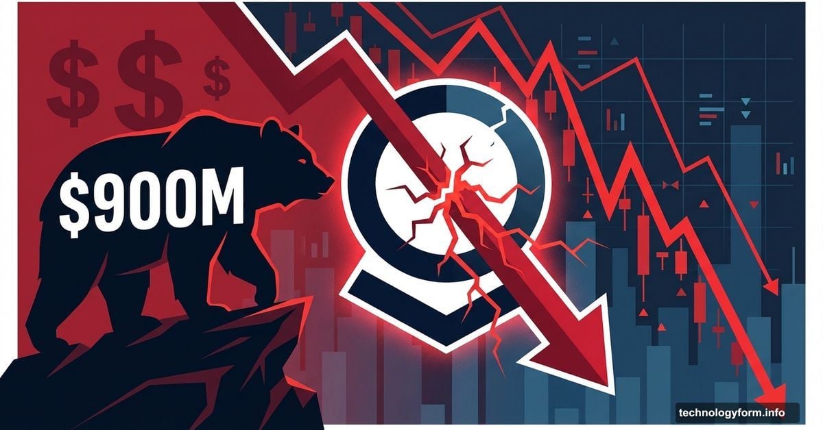 Palantir logo crushed by downward arrow with bear symbolizing Burry's short