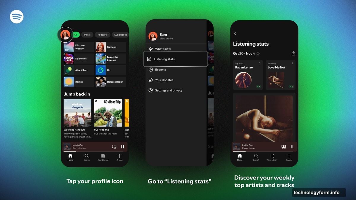 Share listening stats through Instagram WhatsApp or Spotify messaging feature