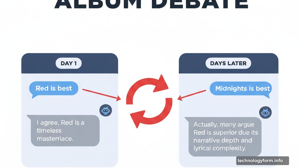 ChatGPT contradicted itself when debating Taylor Swift album preferences