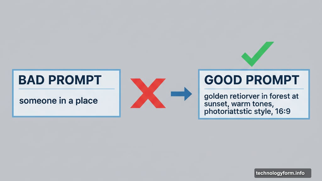 Good prompts use specific descriptions instead of vague nonsense