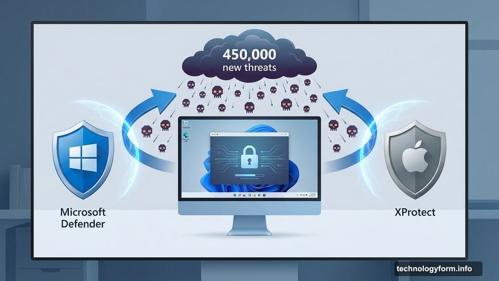 450,000 new malicious programs created daily blocked by built-in protection