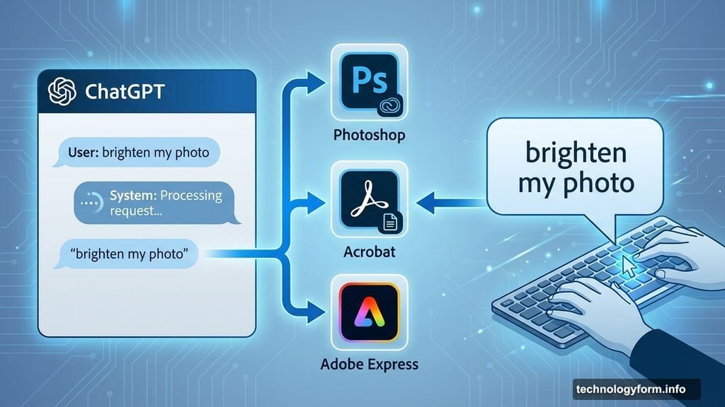 Photoshop, Acrobat and Adobe Express work directly inside ChatGPT