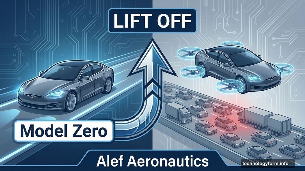 Alef Aeronautics Model Zero driving on roads then lifting off