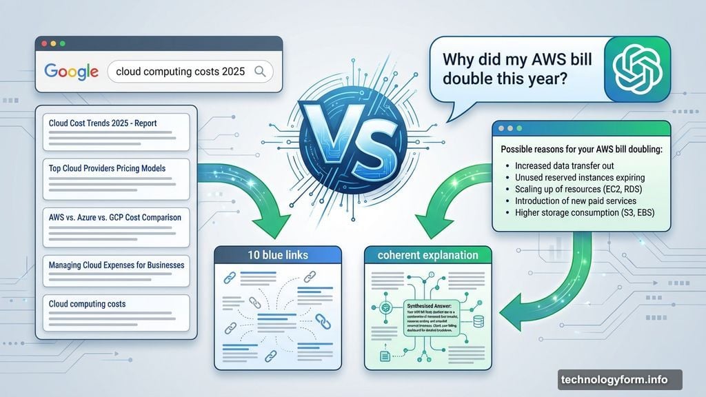 ChatGPT contextual search versus traditional Google keyword search results