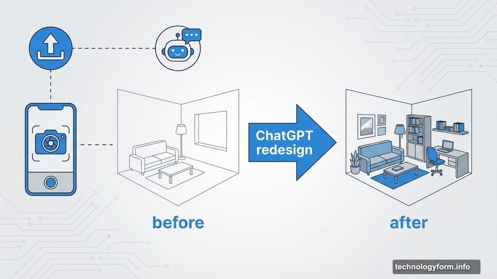 Upload room photo for ChatGPT interior design recommendations and redesign