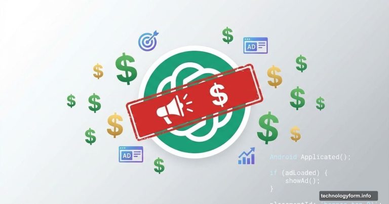 ChatGPT logo with advertising banner showing monetization shift