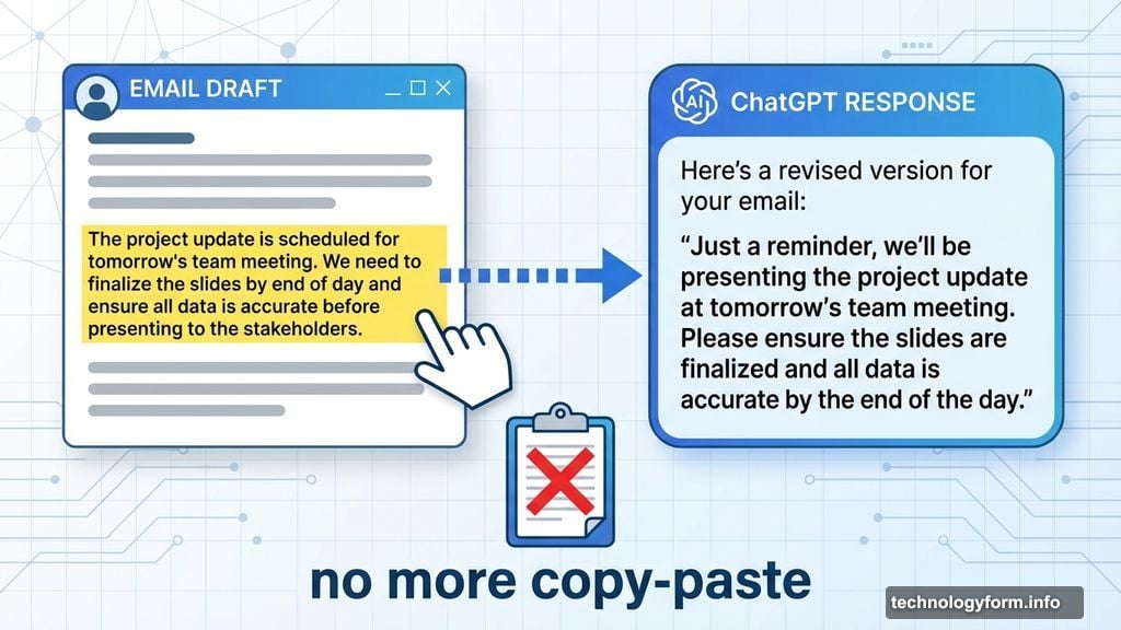 Highlight text and ChatGPT revises specific sections directly inline