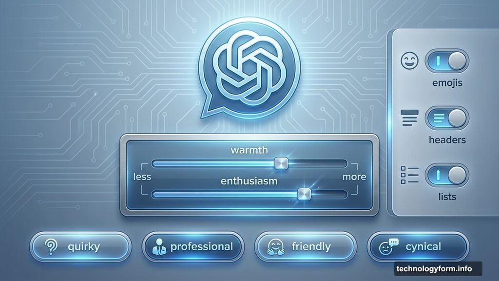 ChatGPT personality sliders control warmth enthusiasm and formatting preferences