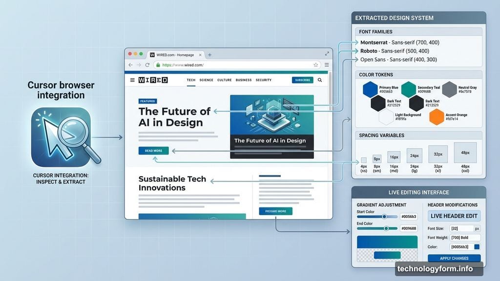 Cursor reverse-engineers design systems from any live website instantly