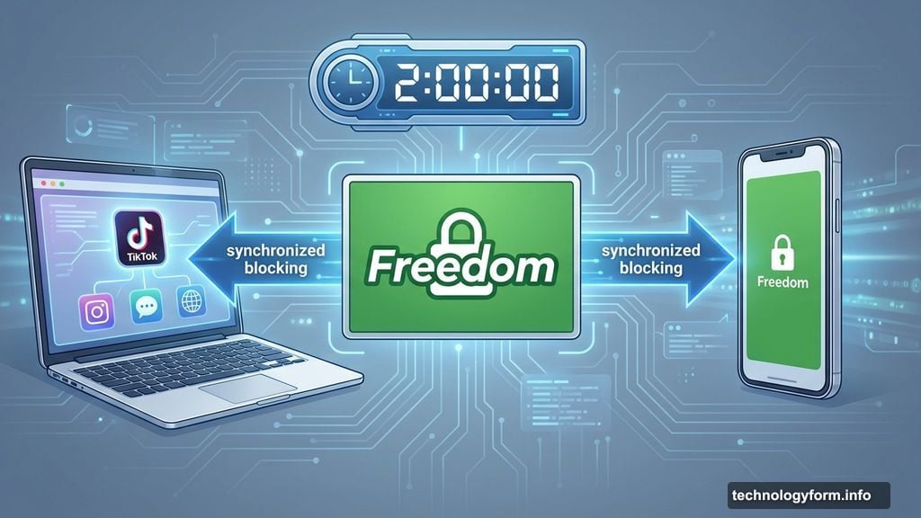 Freedom blocks apps across all devices simultaneously with synchronized sessions