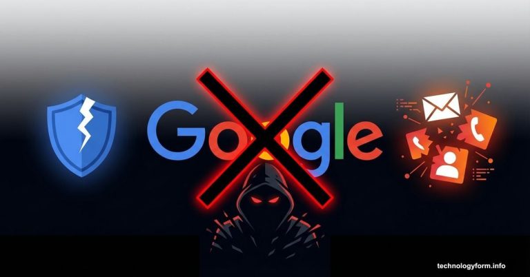 Google logo crossed out with dark web threat and exposed personal data