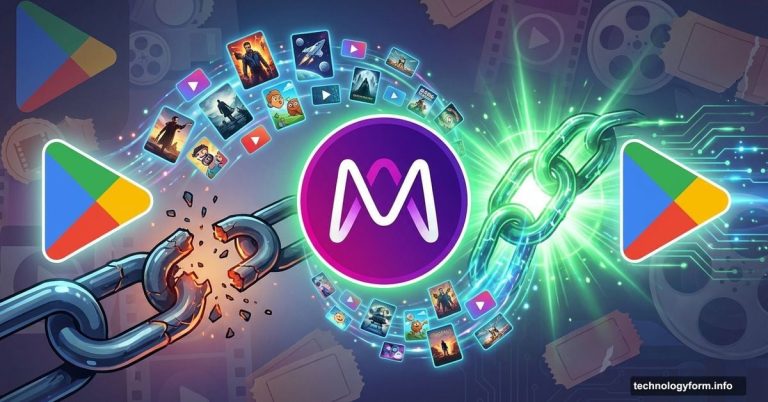 Google Play logo reconnecting to Movies Anywhere with restored chain link