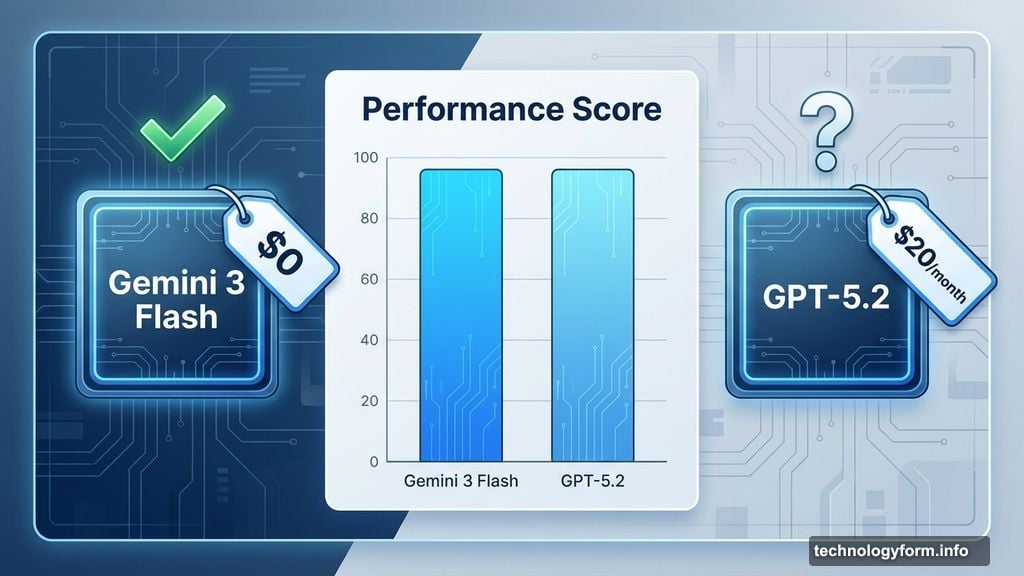 Gemini 3 Flash offers comparable performance to GPT-5.2 for free