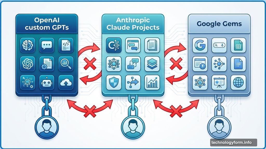 OpenAI ChatGPT and Anthropic compete with Google Gems platform