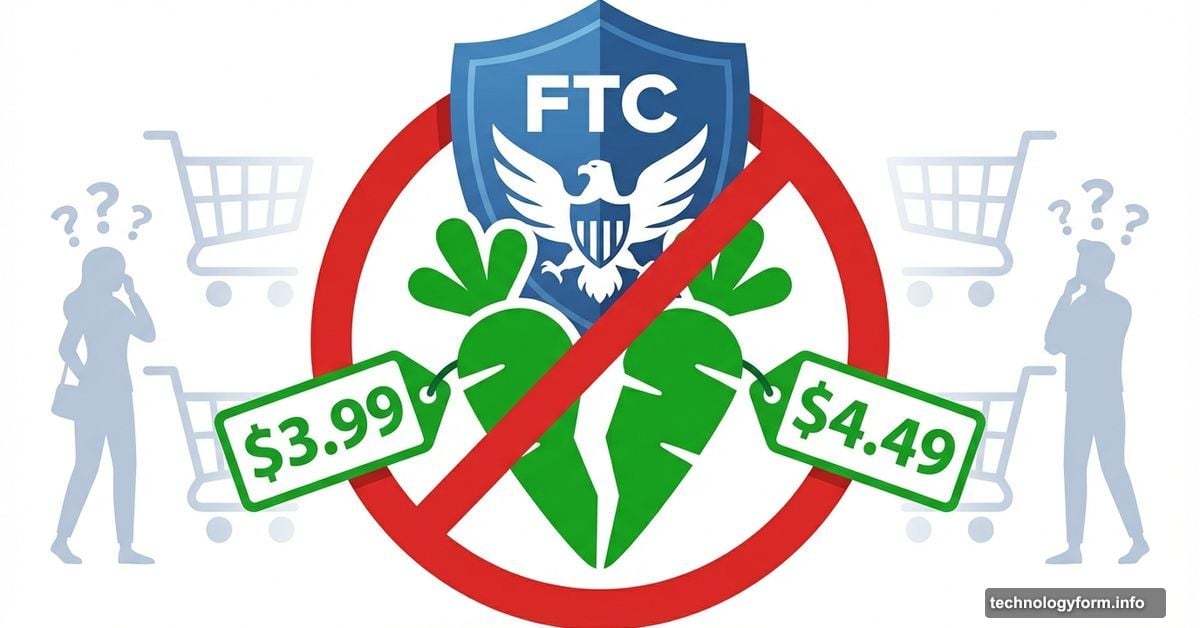 Instacart logo with different prices blocked by FTC shield