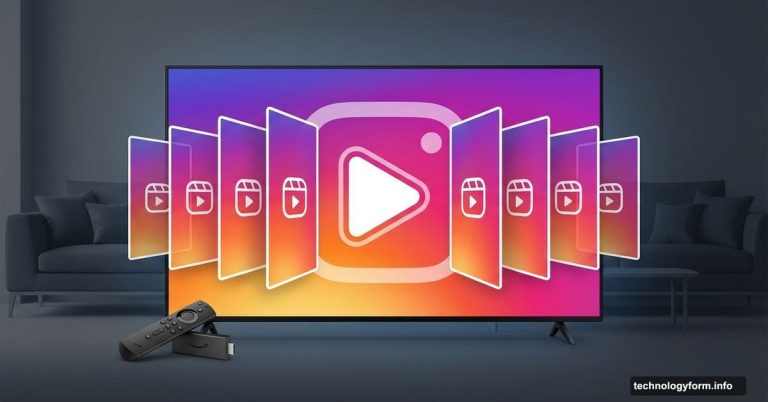 Television displaying Instagram Reels logo with Fire TV Stick device