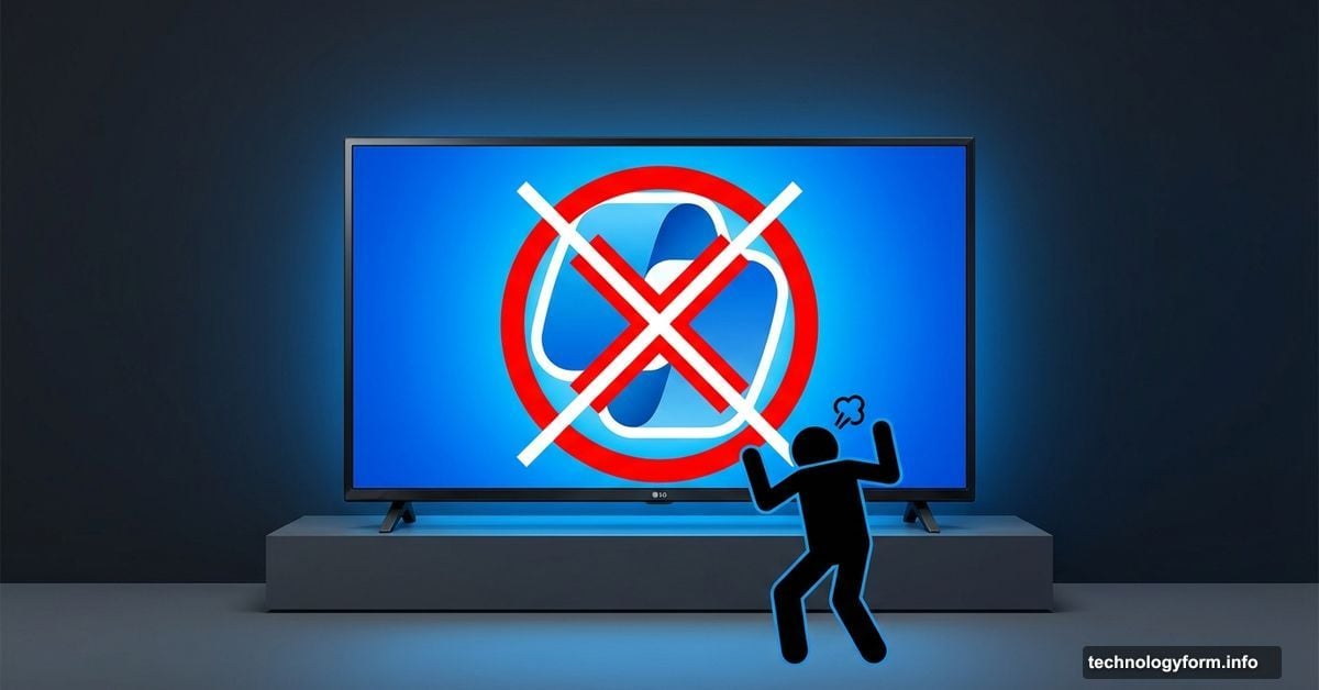 LG TV displaying Microsoft Copilot logo with cannot-delete symbol overlay