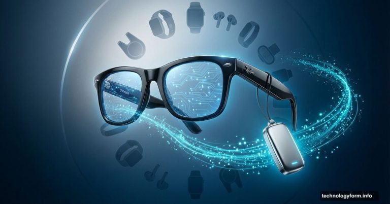 Ray-Ban smart glasses connected to AI pendant symbolizing Meta's wearable expansion