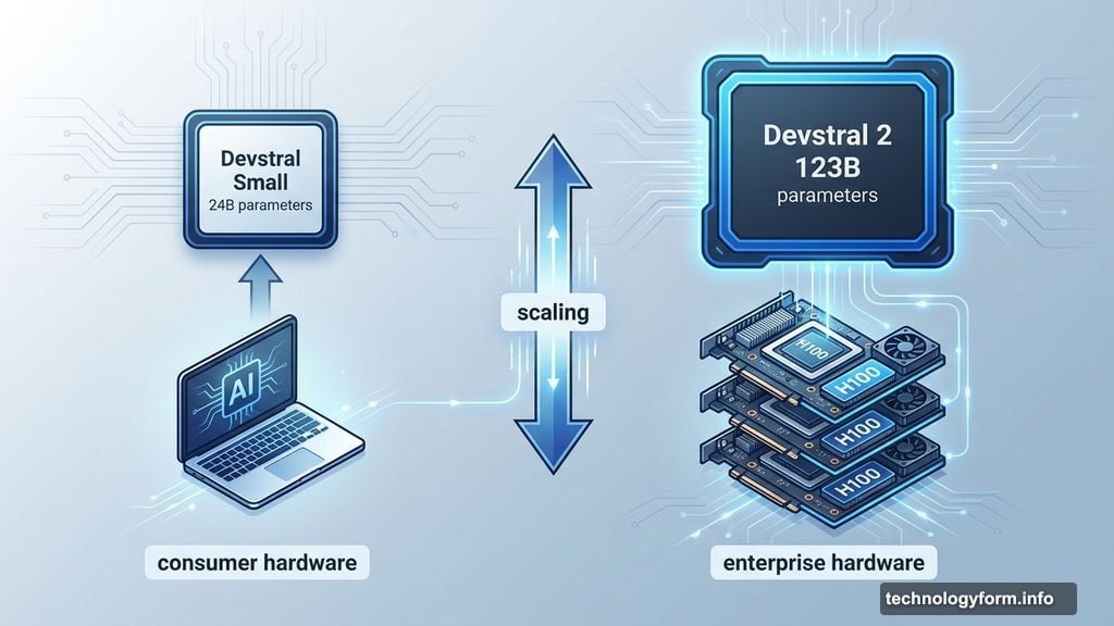 Two models for different use cases: Devstral Small and Devstral 2