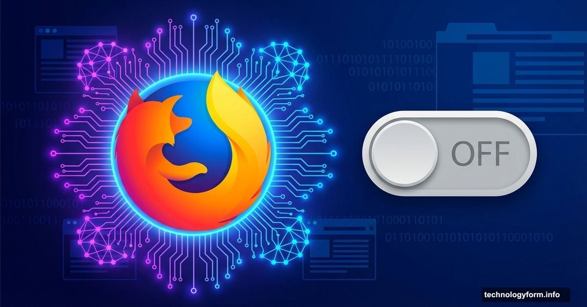 Firefox logo with AI neural networks and toggle switch in off position