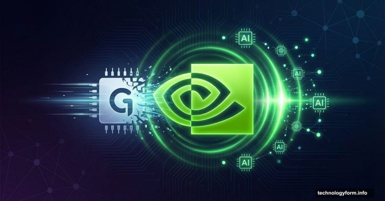 Nvidia logo absorbing Groq technology in dramatic merger visualization