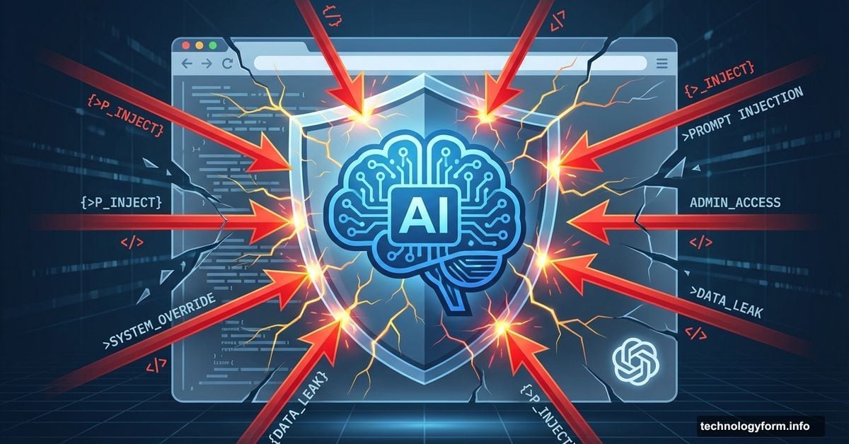 AI browser shield cracked by multiple red prompt injection attack arrows