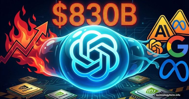 OpenAI logo with massive $830B valuation amid competition and spending concerns