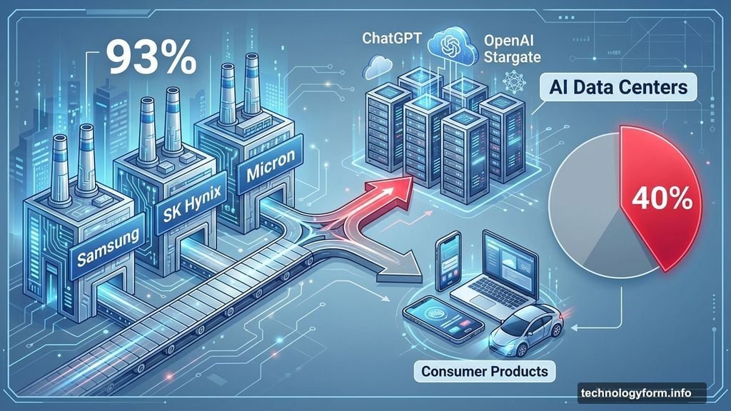 Three companies control 93 percent of global DRAM production