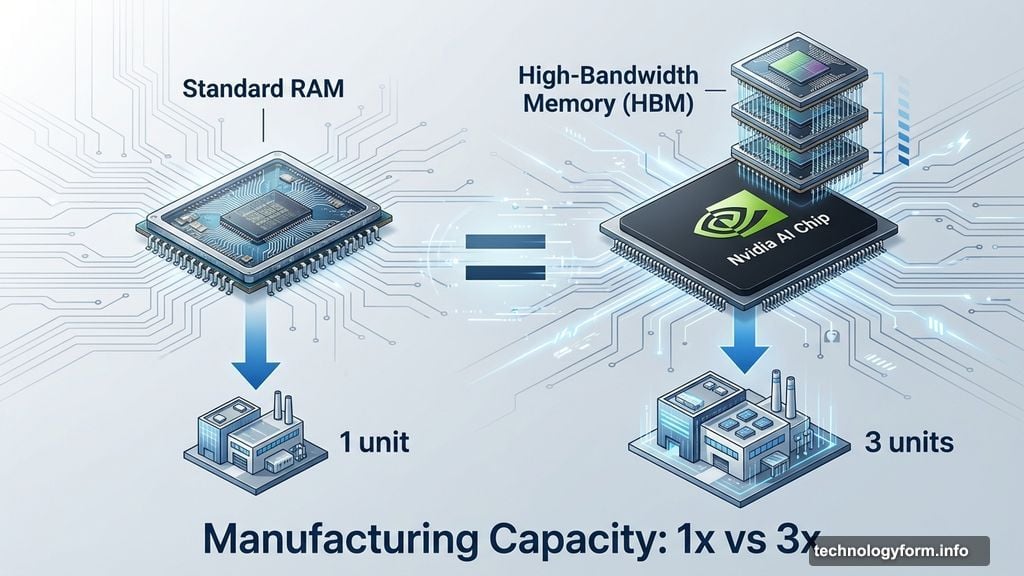 HBM chips consume three times more manufacturing capacity than standard RAM
