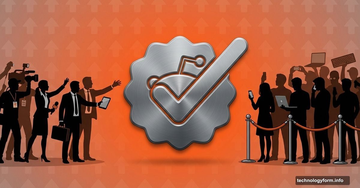 Grey Reddit checkmark badge with select users accessing it, others blocked