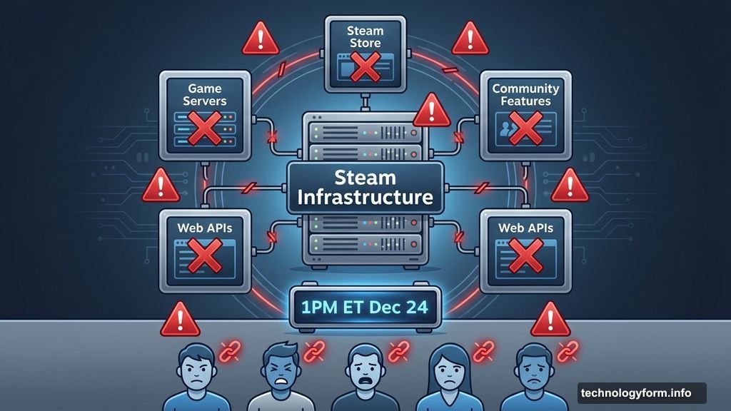 Steam's store, community features, and web APIs all went dark