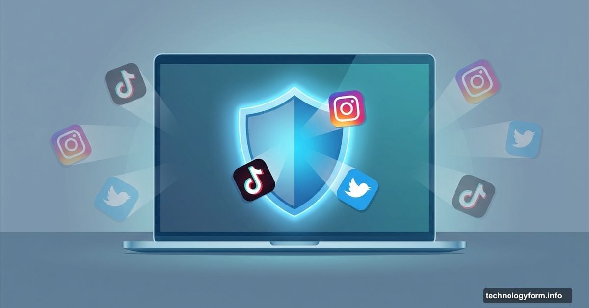 Shield blocking social media apps on phone screen for focus