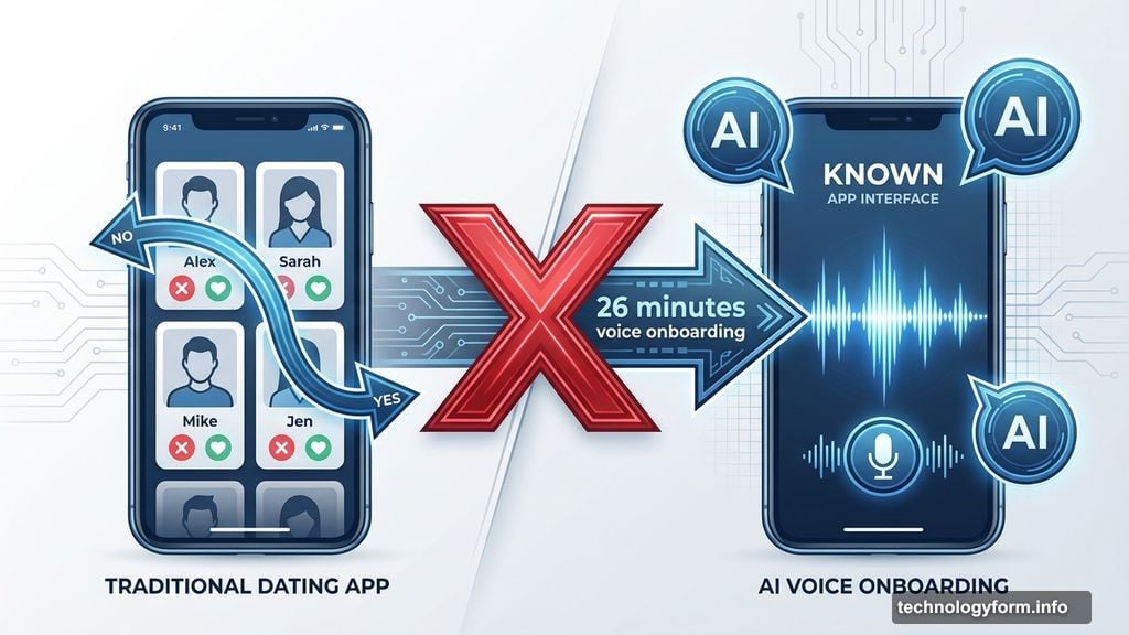 Voice AI onboarding replaces traditional dating app swiping interfaces