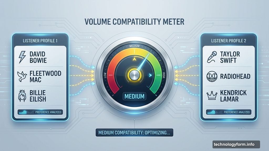 Matches appear ranked by volume compatibility based on taste