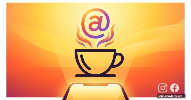 Threads app icon styled as morning coffee cup with steam