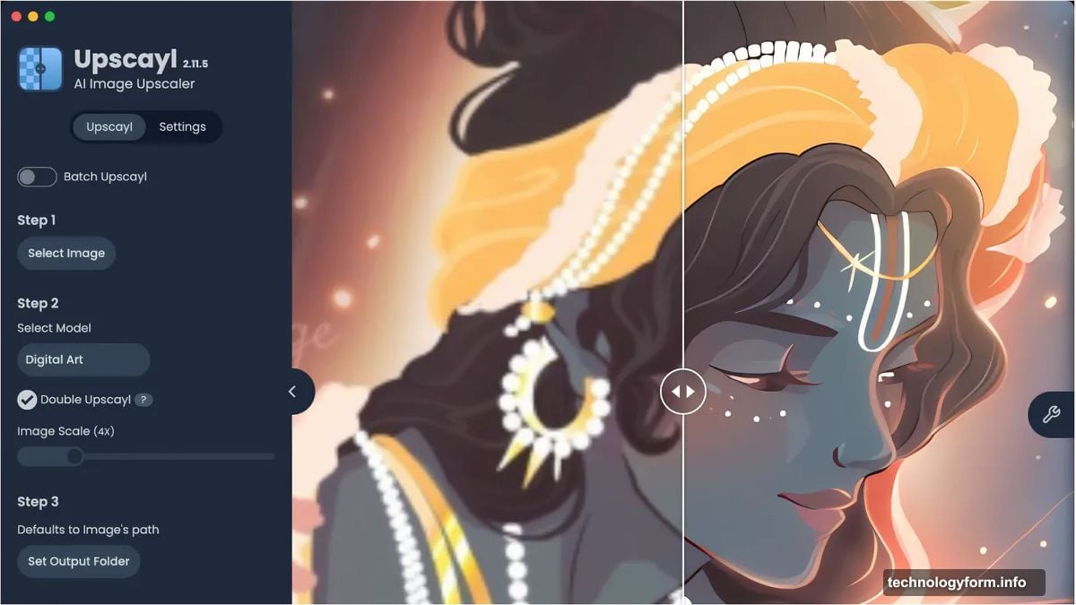 Upscayl transforms 640x480 pixel photo into crisp 10,240x7,680 image