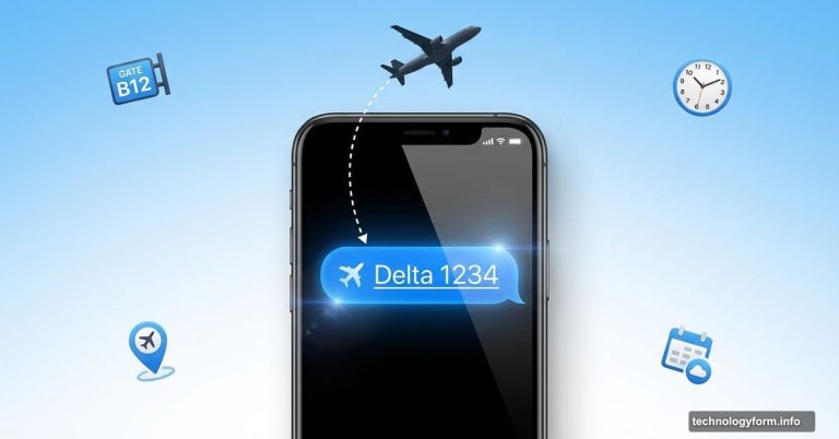 iPhone displaying iMessage with flight number text and airplane above