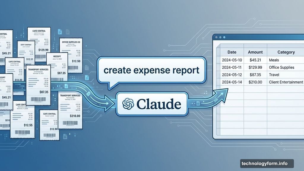 Claude extracts information from receipts and builds expense spreadsheet automatically