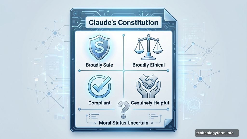 Four core sections define what Anthropic wants Claude to be
