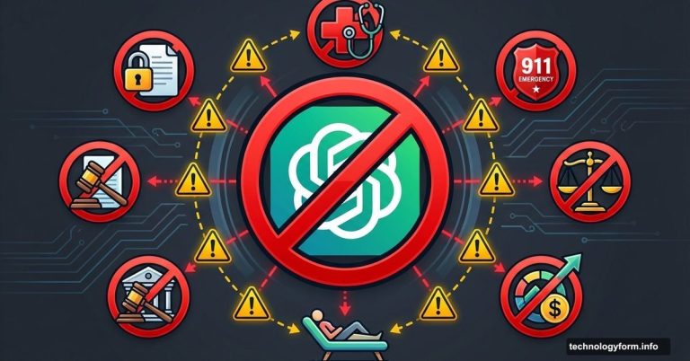 ChatGPT logo with red prohibition symbol over critical service icons