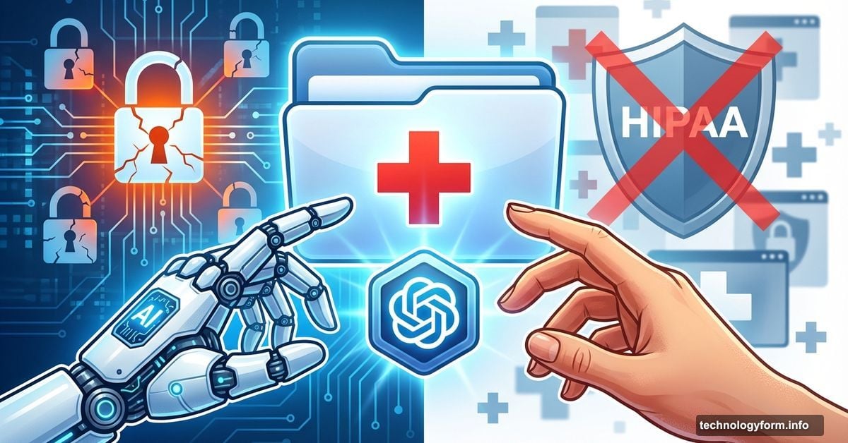AI robotic hand offering medical records folder to hesitant human hand