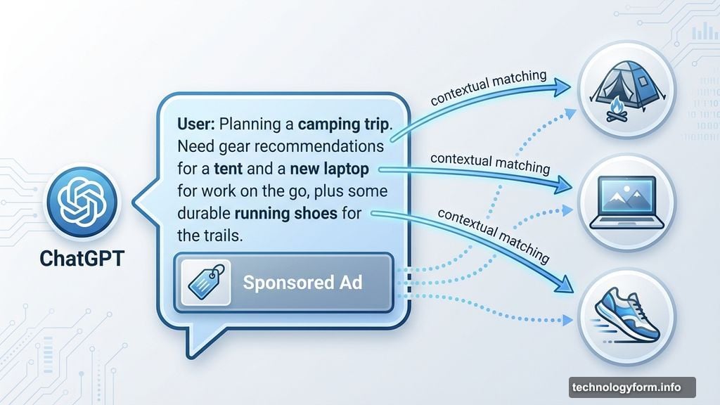 ChatGPT shows sponsored content at bottom of responses contextually
