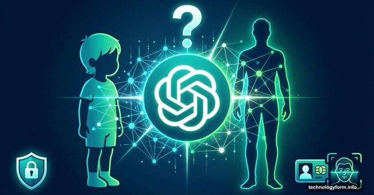 ChatGPT logo with child and adult silhouettes showing AI age prediction system