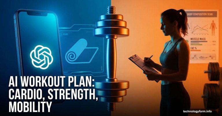 ChatGPT smartphone versus human personal trainer split by dumbbell