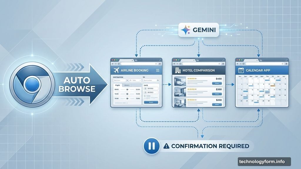 Auto browse completes multistep tasks across flight and hotel sites