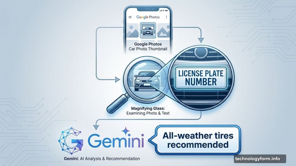 Gemini scanning Google Photos to find license plate and recommend tires