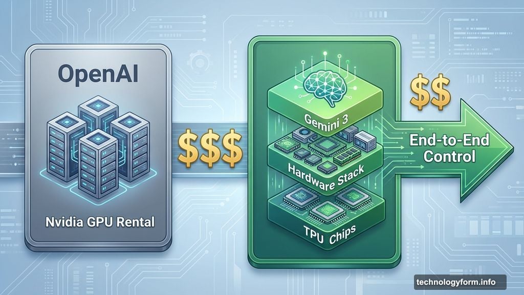 Google controls entire hardware stack with custom TPU chips