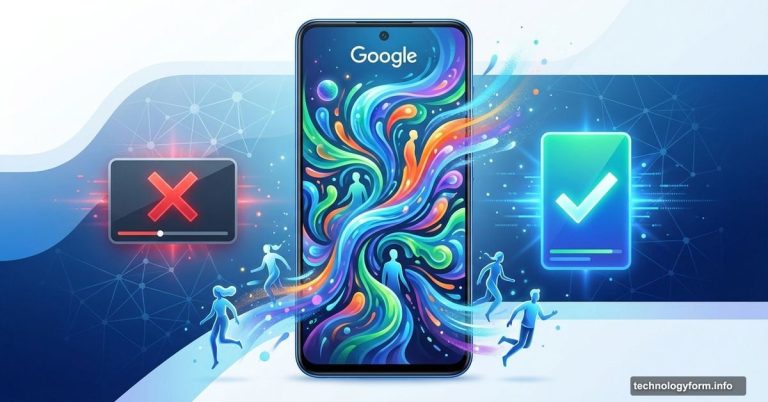 Vertical smartphone displaying AI video with Google Veo technology