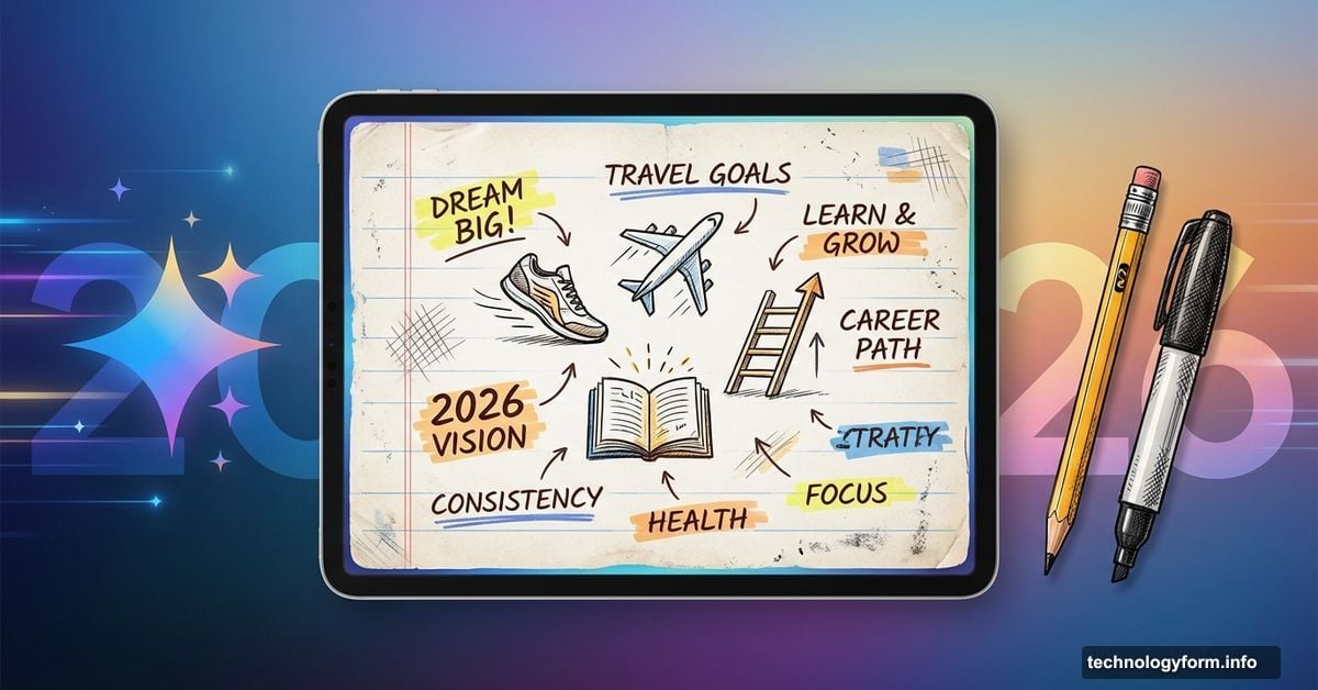 Google Gemini AI transforming goals into hand-drawn vision board display